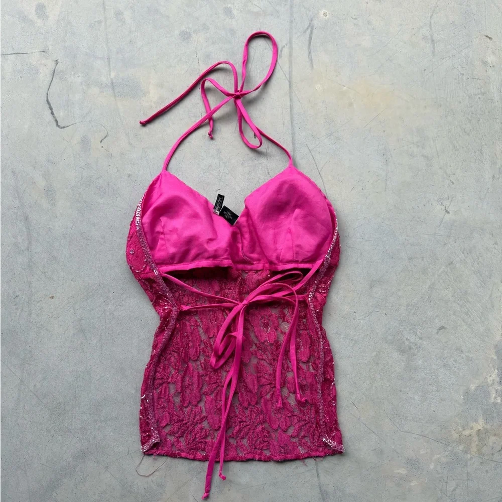 Y2K pink beaded halter top - Picture 3 of 3